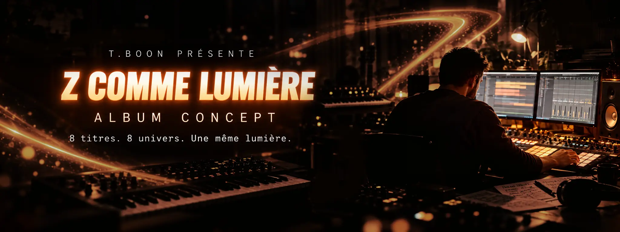 T.Boon composant Z Comme Lumière dans son studio